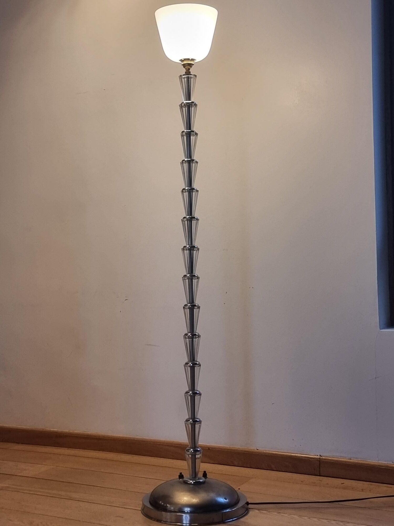 White glass floor lamp 40s