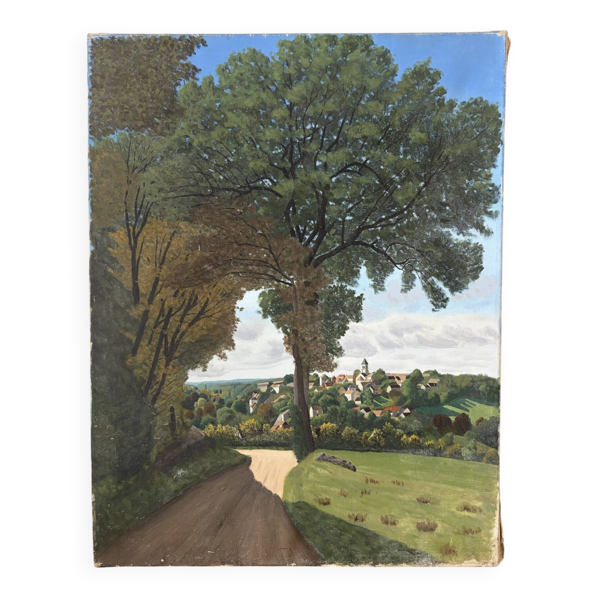 Vue sur le village, huile sur toile