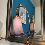 Art nouveau tulip style bronze lamp signed