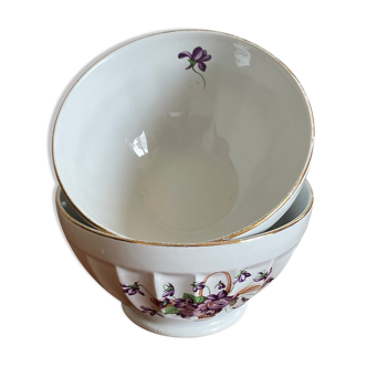 Duo of bowls bouquet of violet Longchamp France