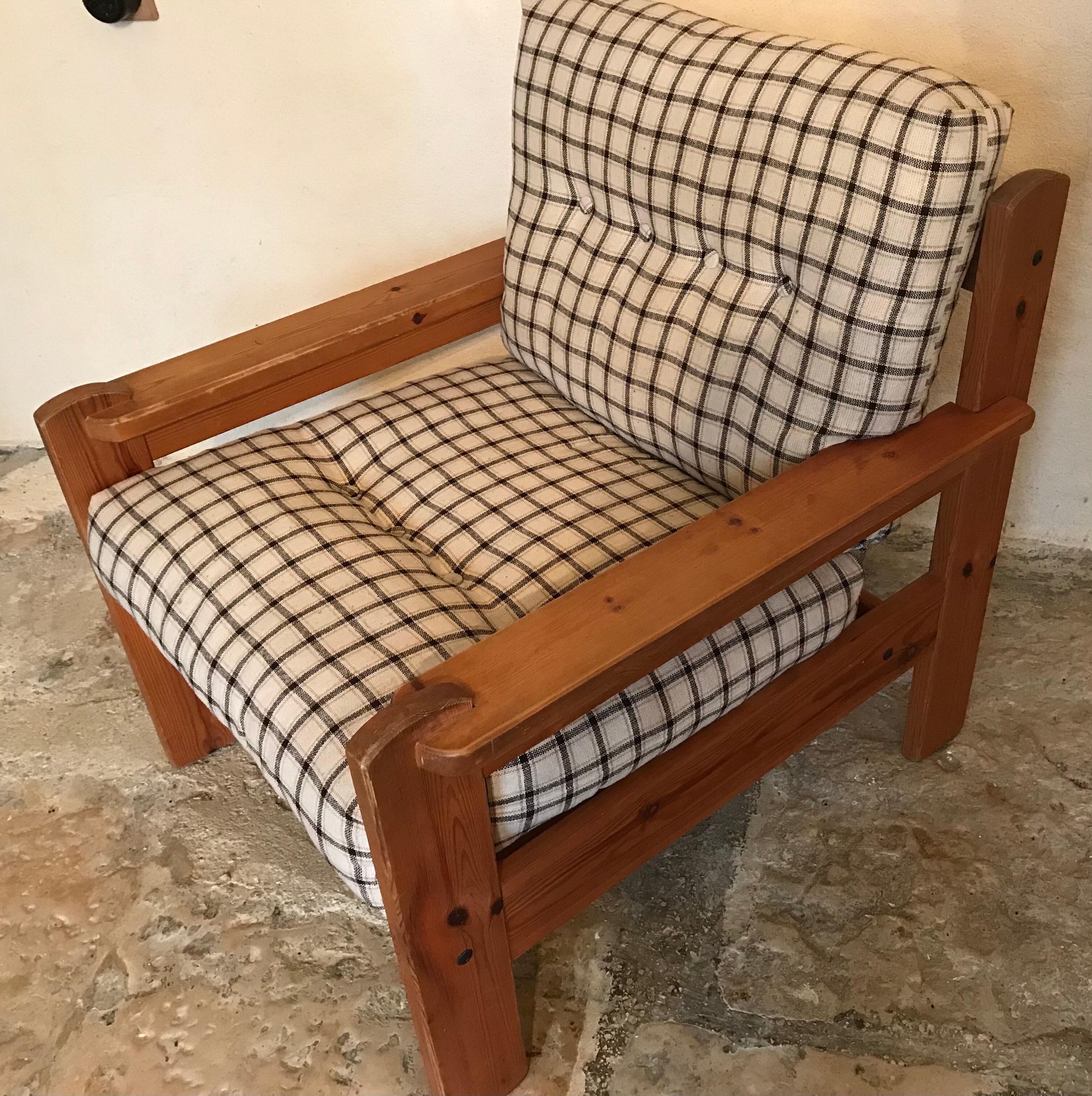 Vintage pine chair style Swedish chalet 1960-1980