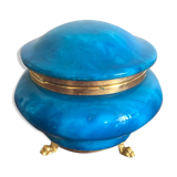 Blue alabaster box on lion's feet made in Italy