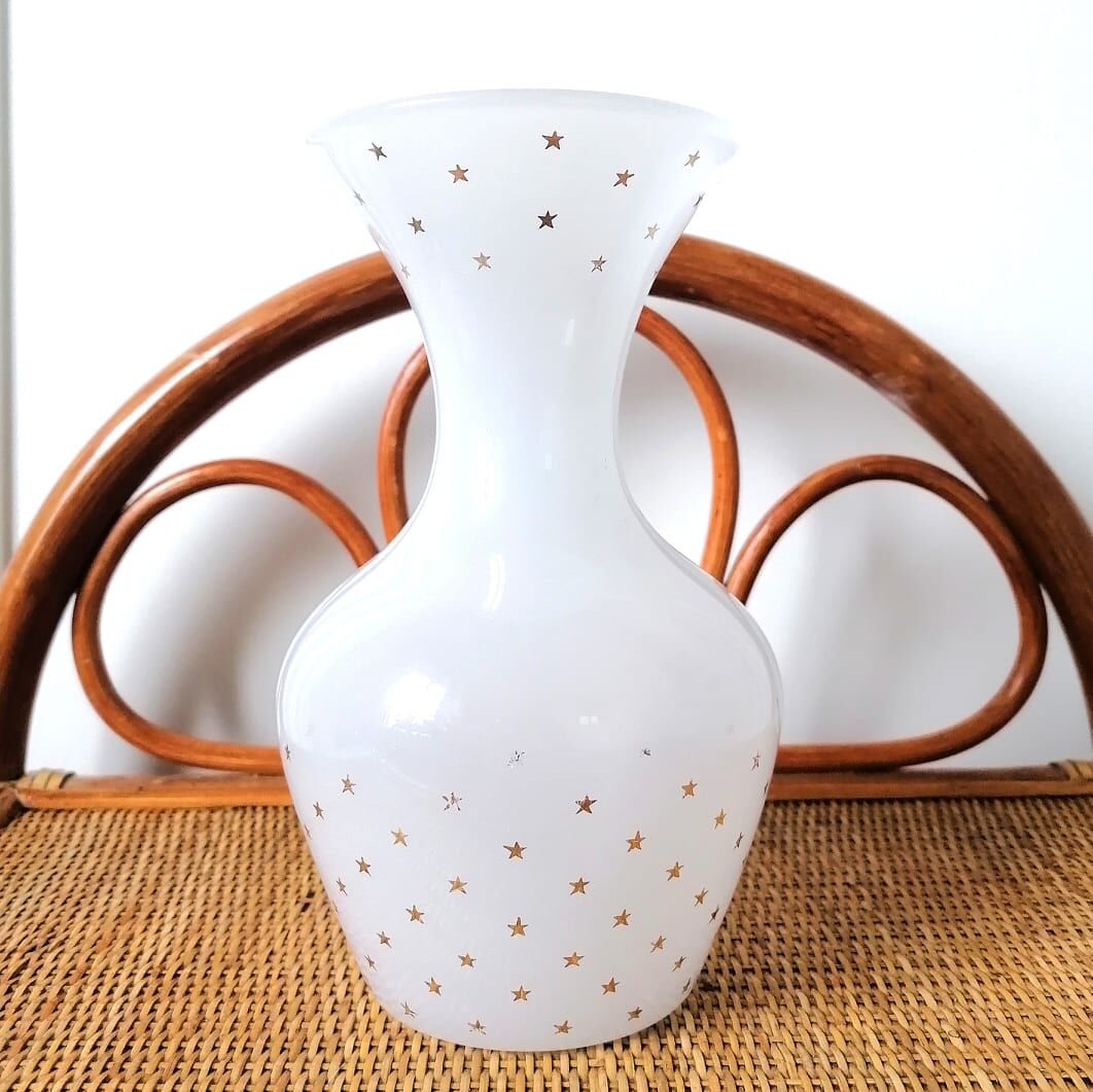 Opaline glass vase with stars