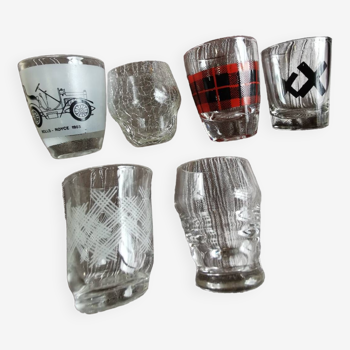 Set of 6 mismatched digestive glasses