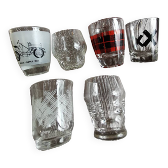 Set of 6 mismatched digestive glasses