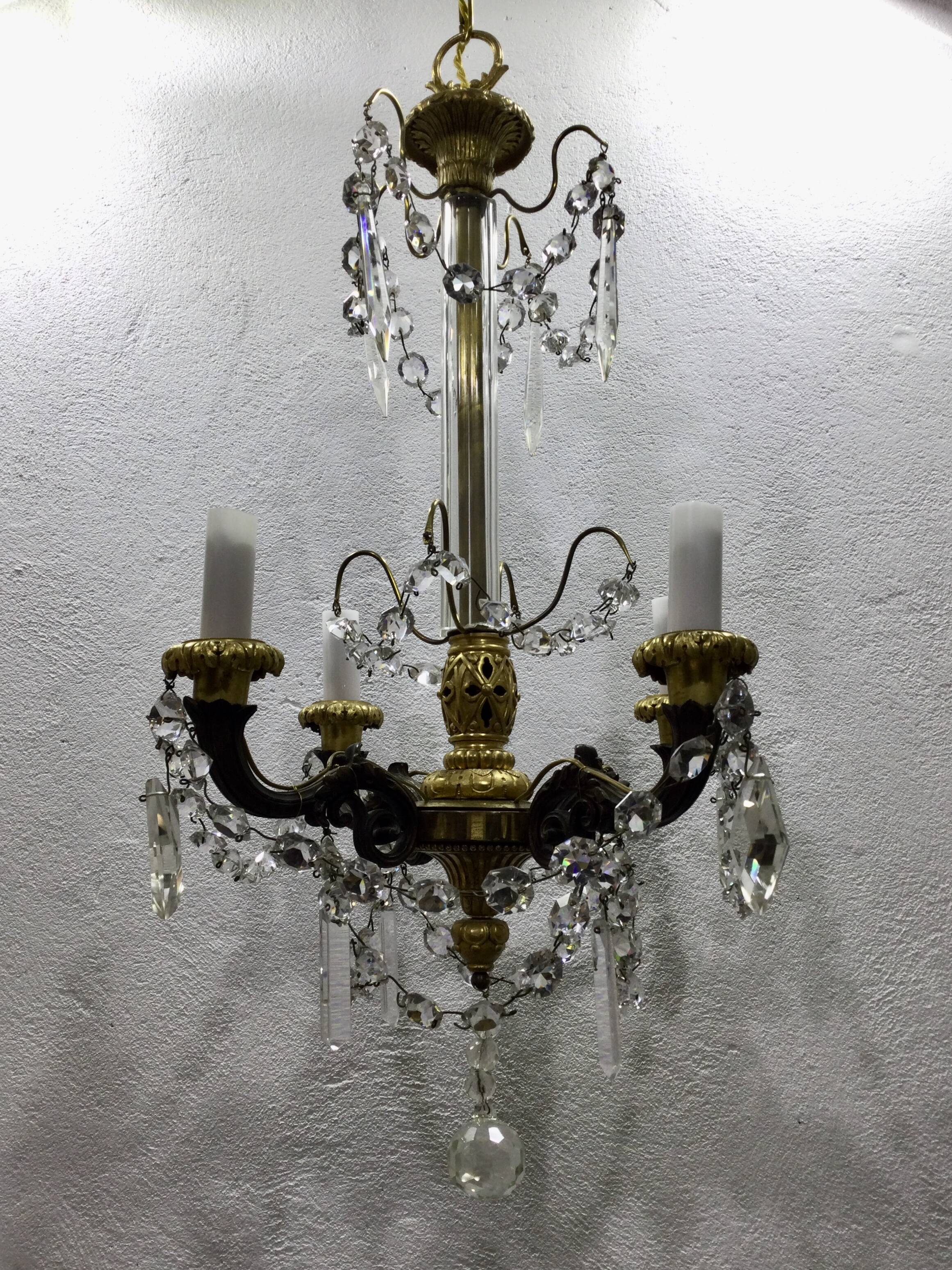 4-light bronze Napoleon III chandelier
