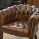 Pair of upholstered leather Club armchairs