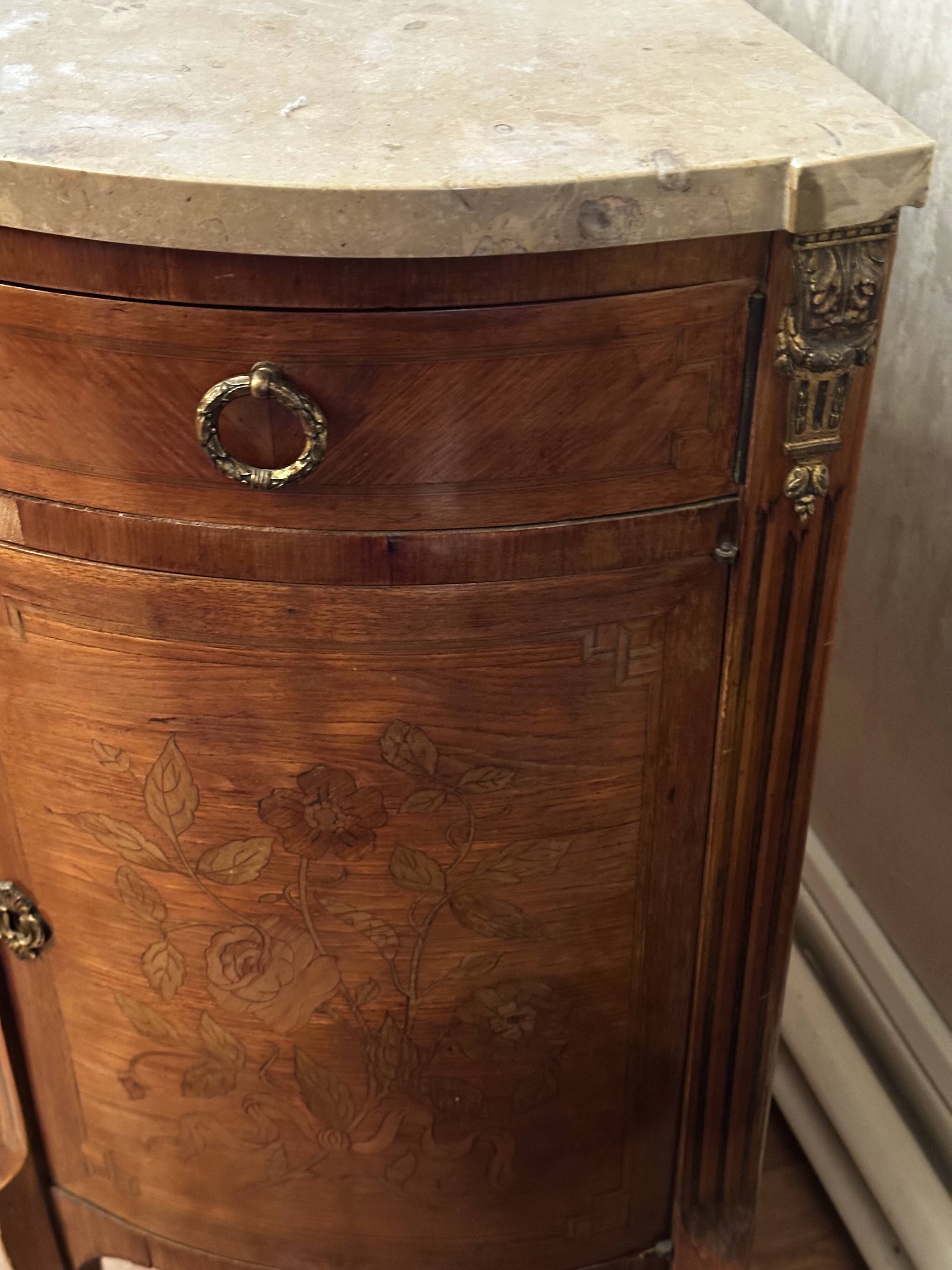 Louis XVI Style Half-Moon Chest of Drawers with Marquetry