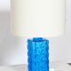 Vintage 1960s table lamp in azure blue pressed glass for Orref.