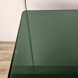 Executive Art Decò desk in exotic wood, glass, and brass