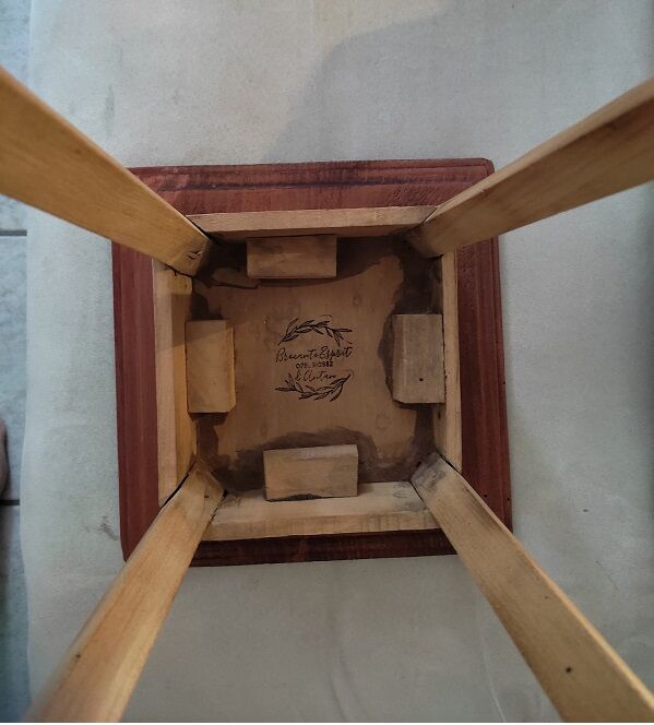 Console holder pot flower wood patinated seat mahogany