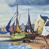 Marine painting “Littoral Breton” signed Marijane le Goaster – 1985