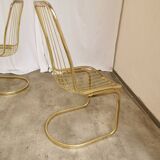 Set of 6 Vintage Gold Chrome Dining Chairs: Italian Mid-Century Design