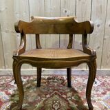 Louis Philippe office chair in walnut and caning