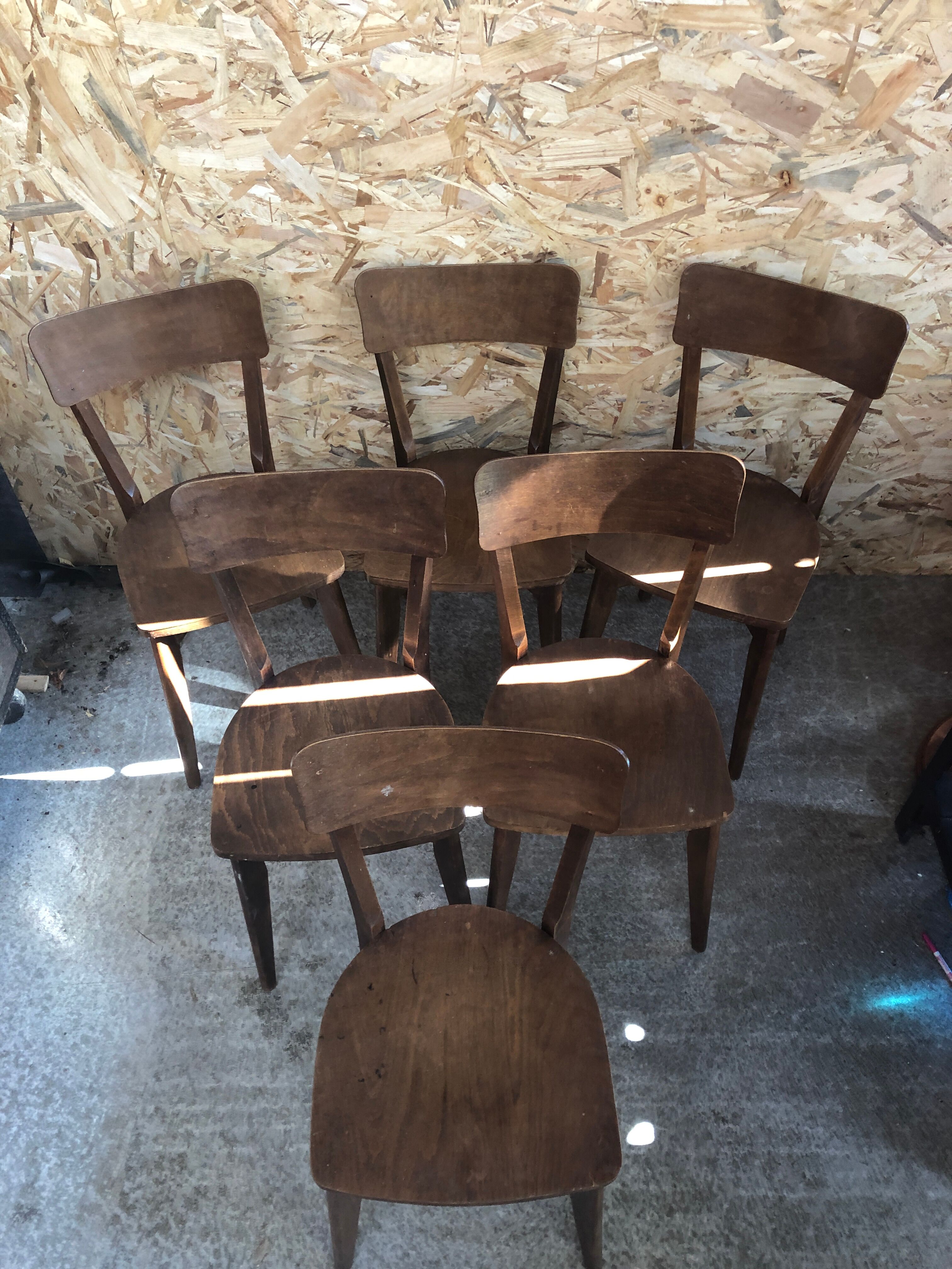 Série de 6 chaises bistrot scandinave bois vintage