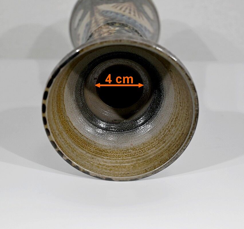 Vase in Salt Sandstone, signed J-C. Courjault for Keraluc Quimper - 1960