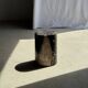 Black petrified wood side table with beige stripes, fine mesh, H35 D24 - 33