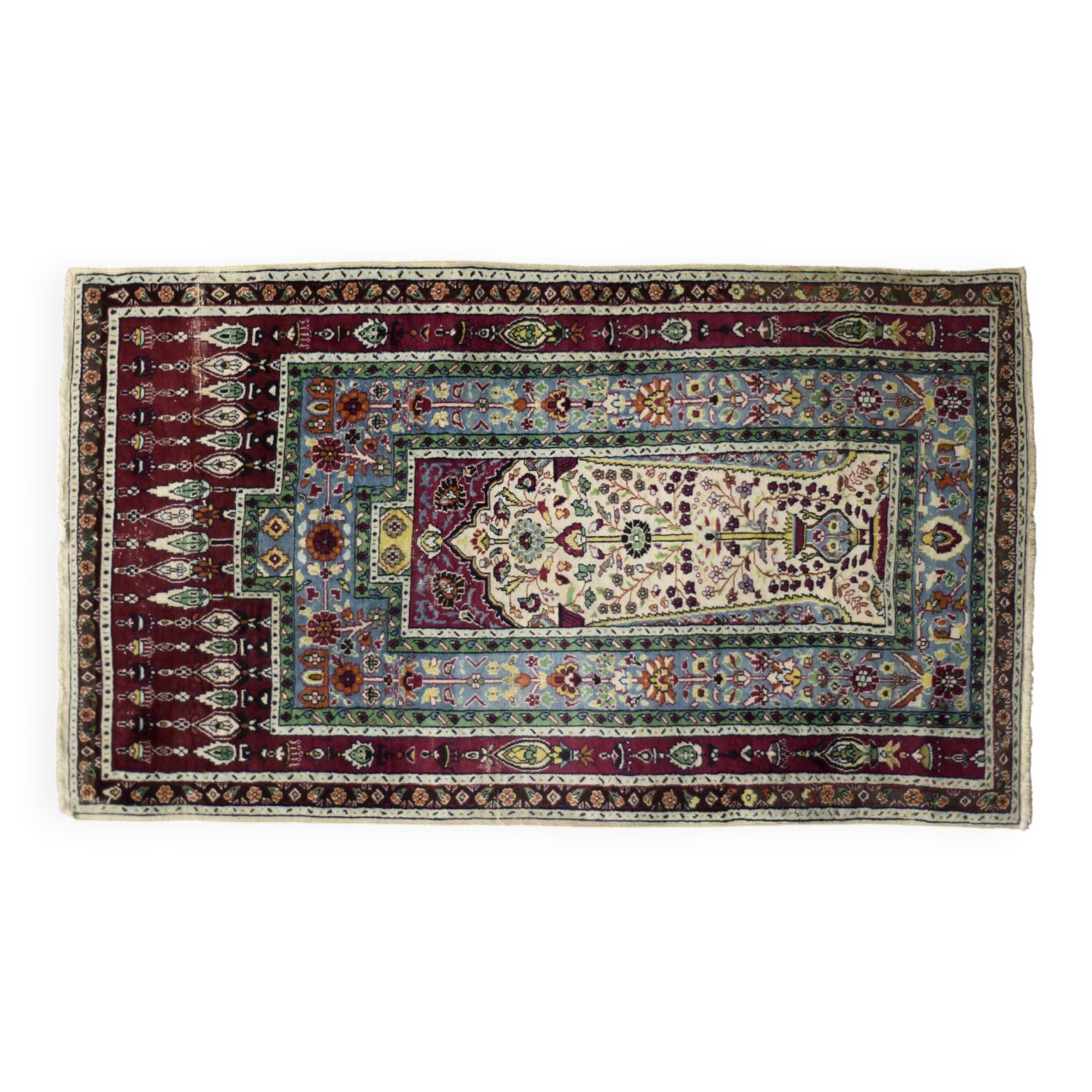 Handwoven Balouch prayer rug, Middle Eastern oriental style, 1960s.