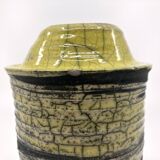 Handmade cracked ceramic vase • 1980s • signed