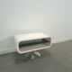 Witte tafel met afgeronde hoeken en glassen blade, tv meubel