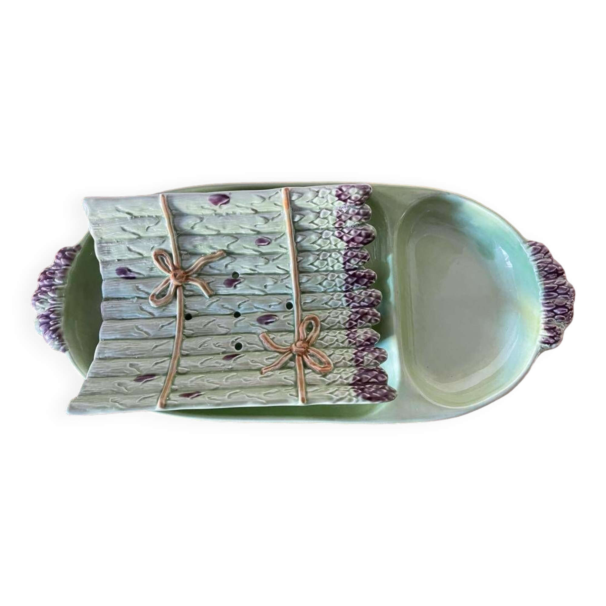 Antique slip porcelain asparagus dishes