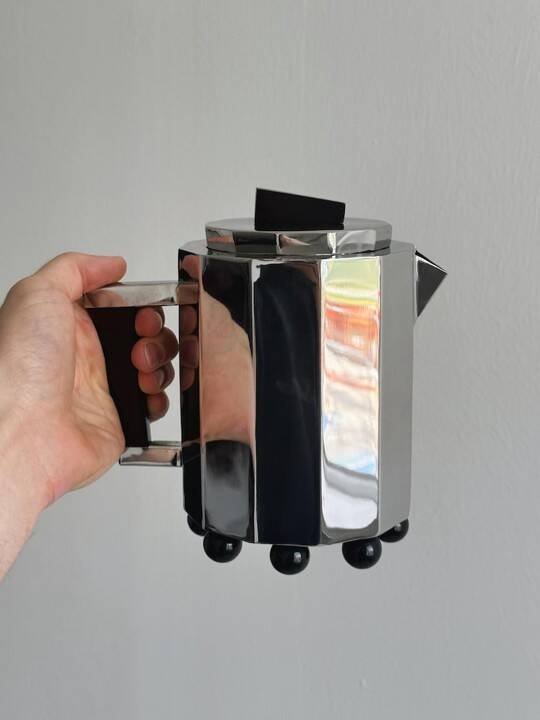 Garance Vallée for Monoprix. Chrome-plated metal and wood teapot