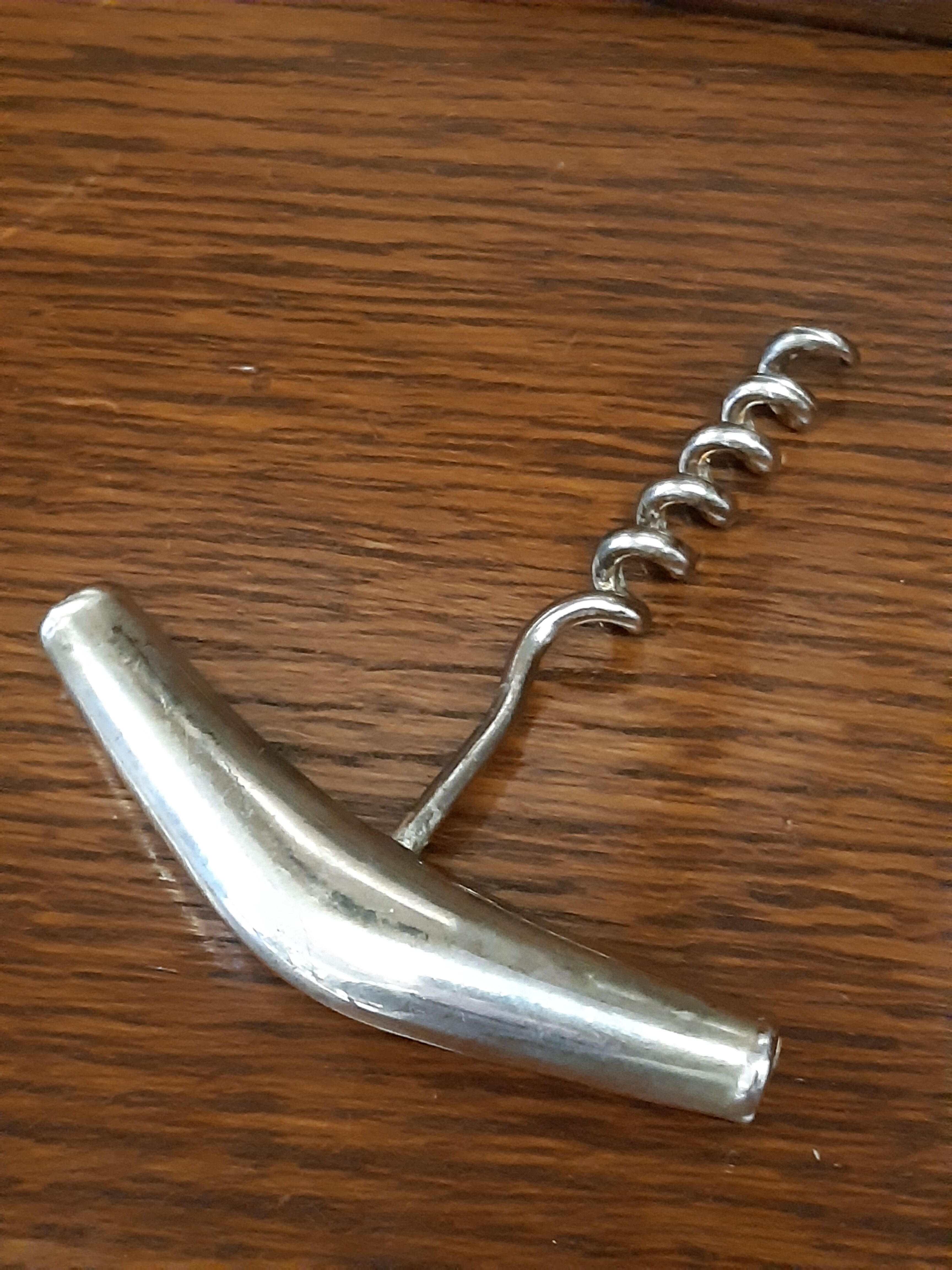 Silver metal corkscrew