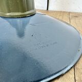 Industrial blue enamel military pendant lamp with cast aluminium top, 1960