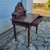 Carved oak desk from Brittany, early 20th century.