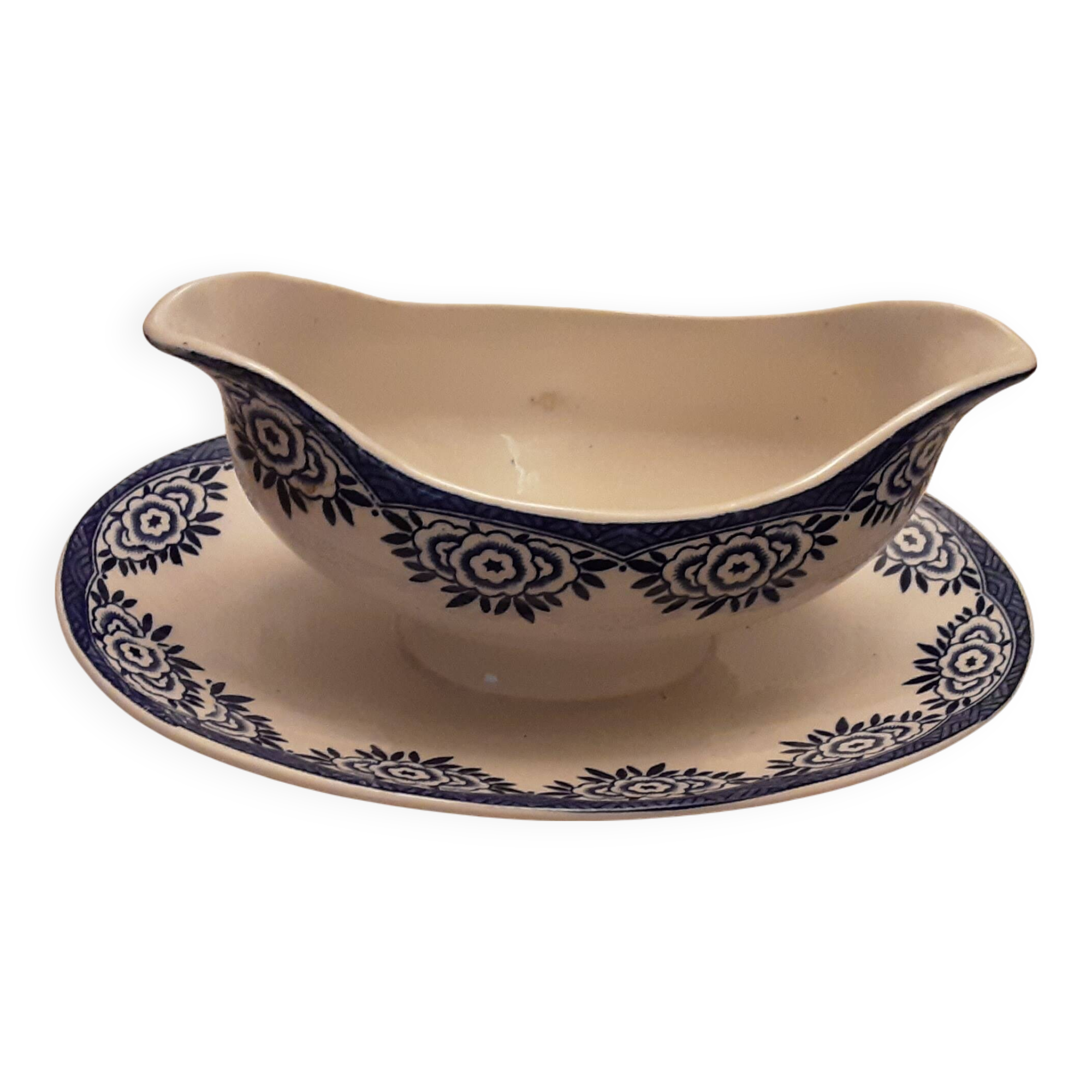 Sarreguemines faience sauce boat, capri reserve casino model