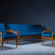 Model 121 Paper Knife Easy Chairs and Sofa by Kai Kristiansen for Magnus Olesen, 1960s, Set of 3