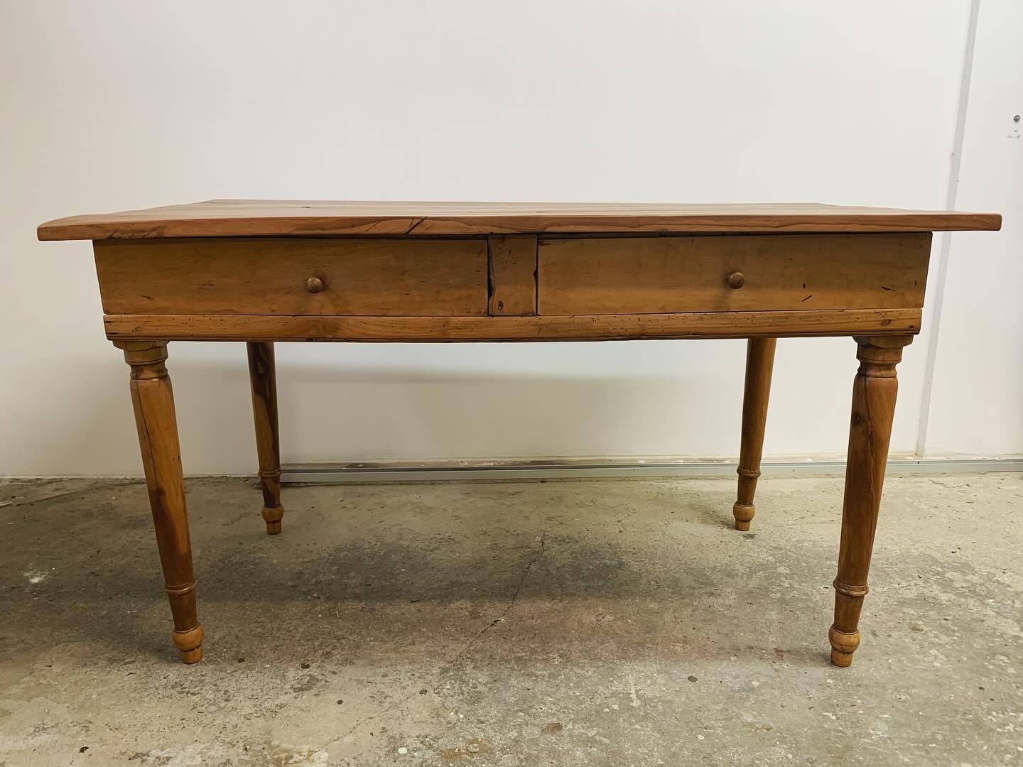 Old walnut farm table with pulls