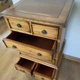 Chiffonnier vintage en bois massif, 8 tiroirs