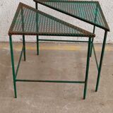 Triangular coffee table in perforated metal Mathieu Mategot