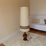 lampe de sol vintage pied en bois tourné