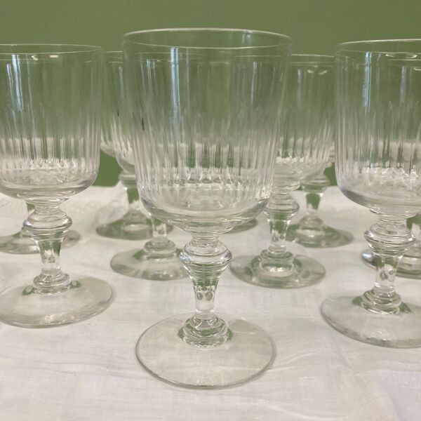 Baccarat 10 verres à vin blanc modèle type Renaissance vers 1900