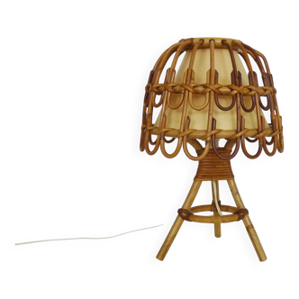 Rattan lamp in the style of Louis Sognot from the 1950s.