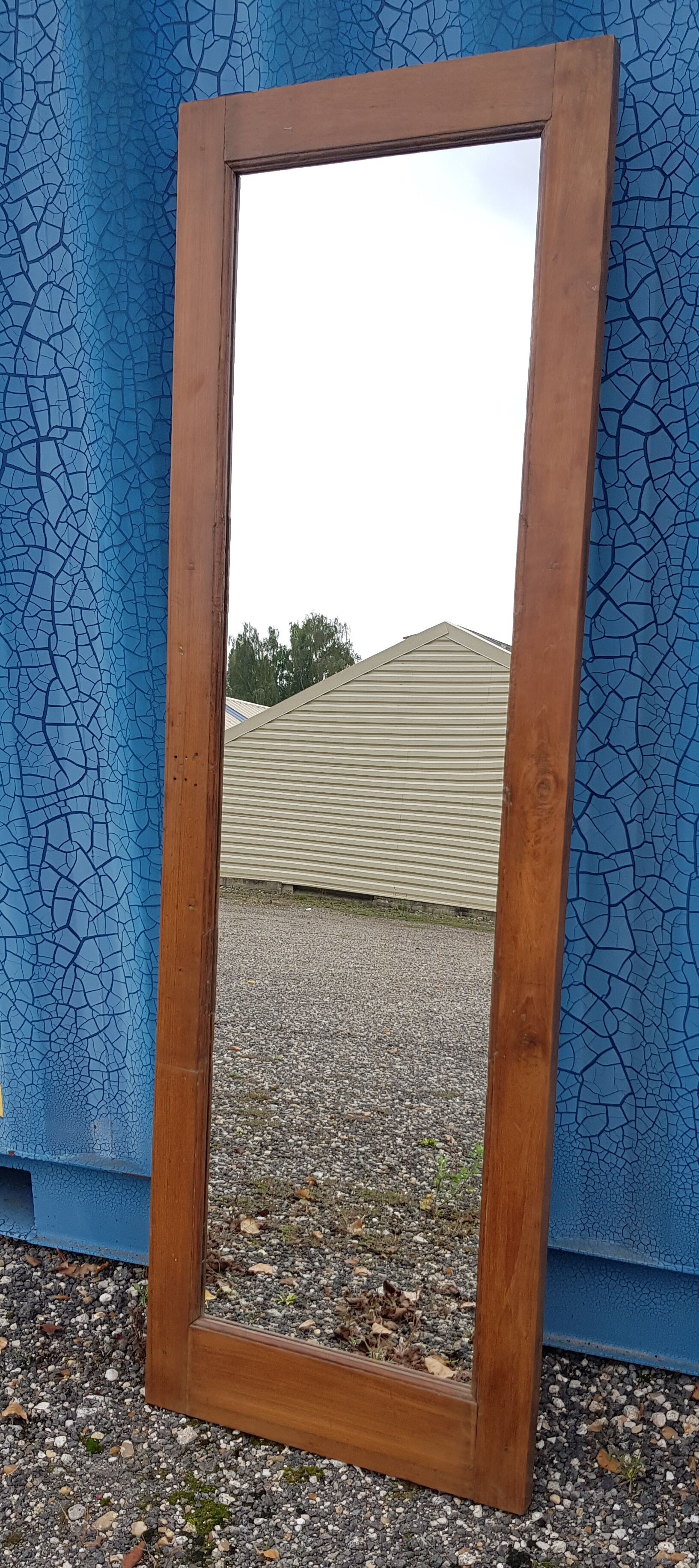 Large foot mirror made of natural Burmese teak