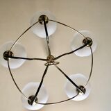 Italian chandelier gray and gold frosted glass flower