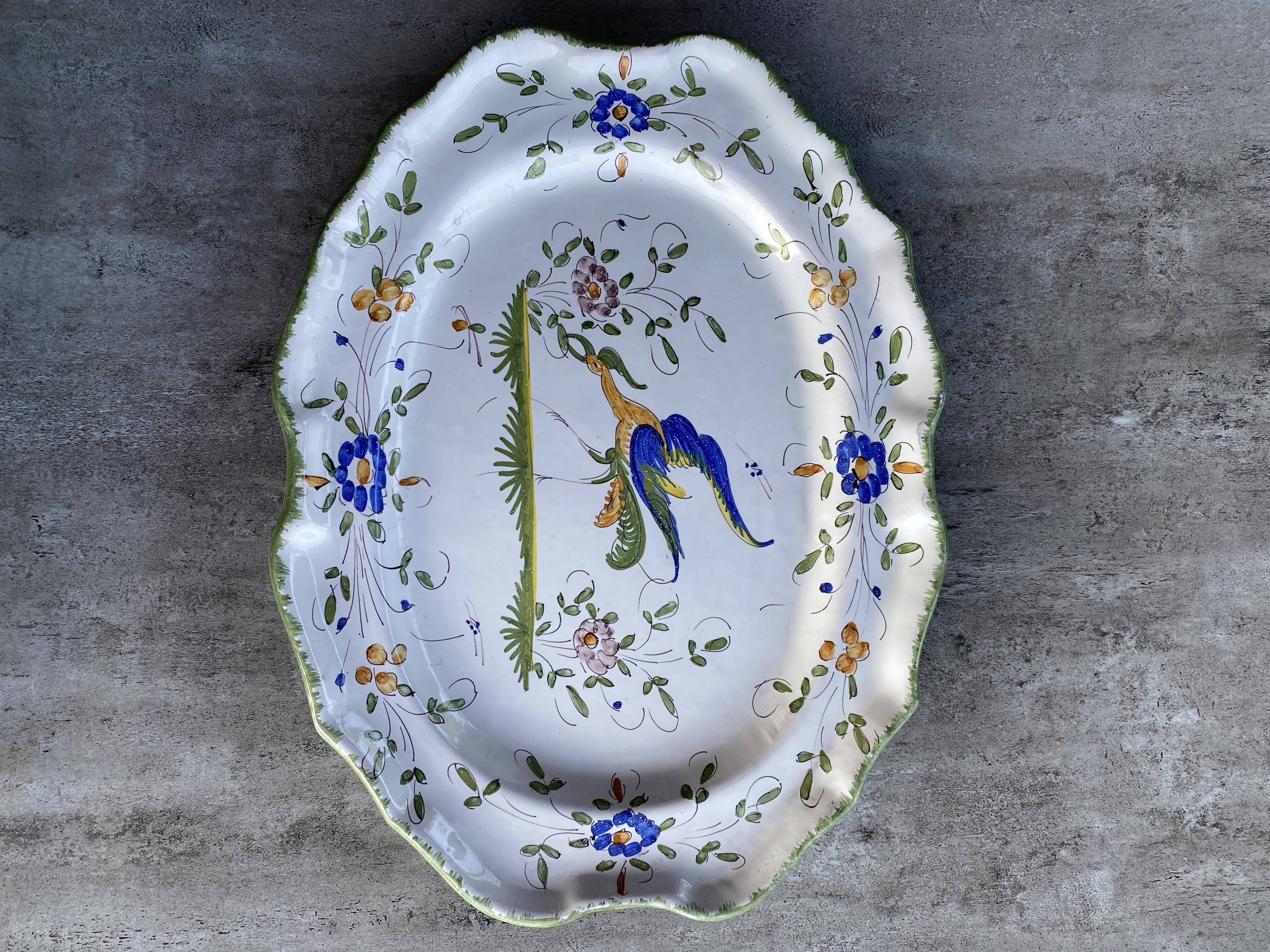 Large decorative earthenware dish