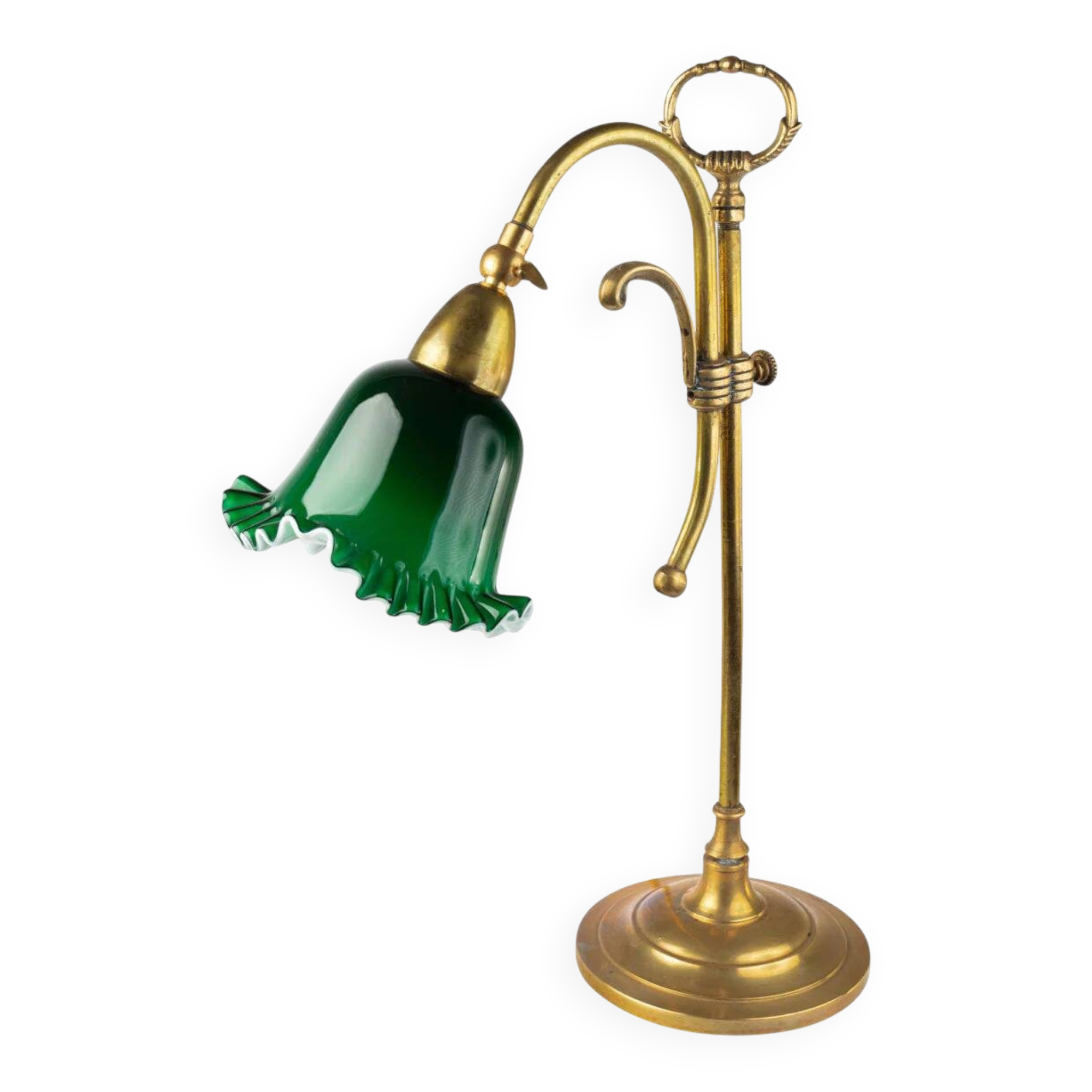 1920s Art Deco Desk Lamp with Green Shade