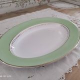 Oval plate with a light green rim and golden frieze, Cafés Lemaire.