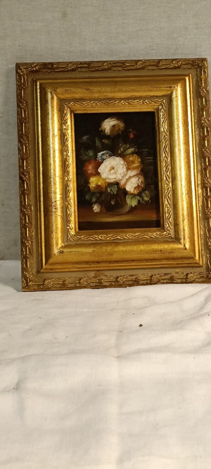 Painting frame on panel "roses"