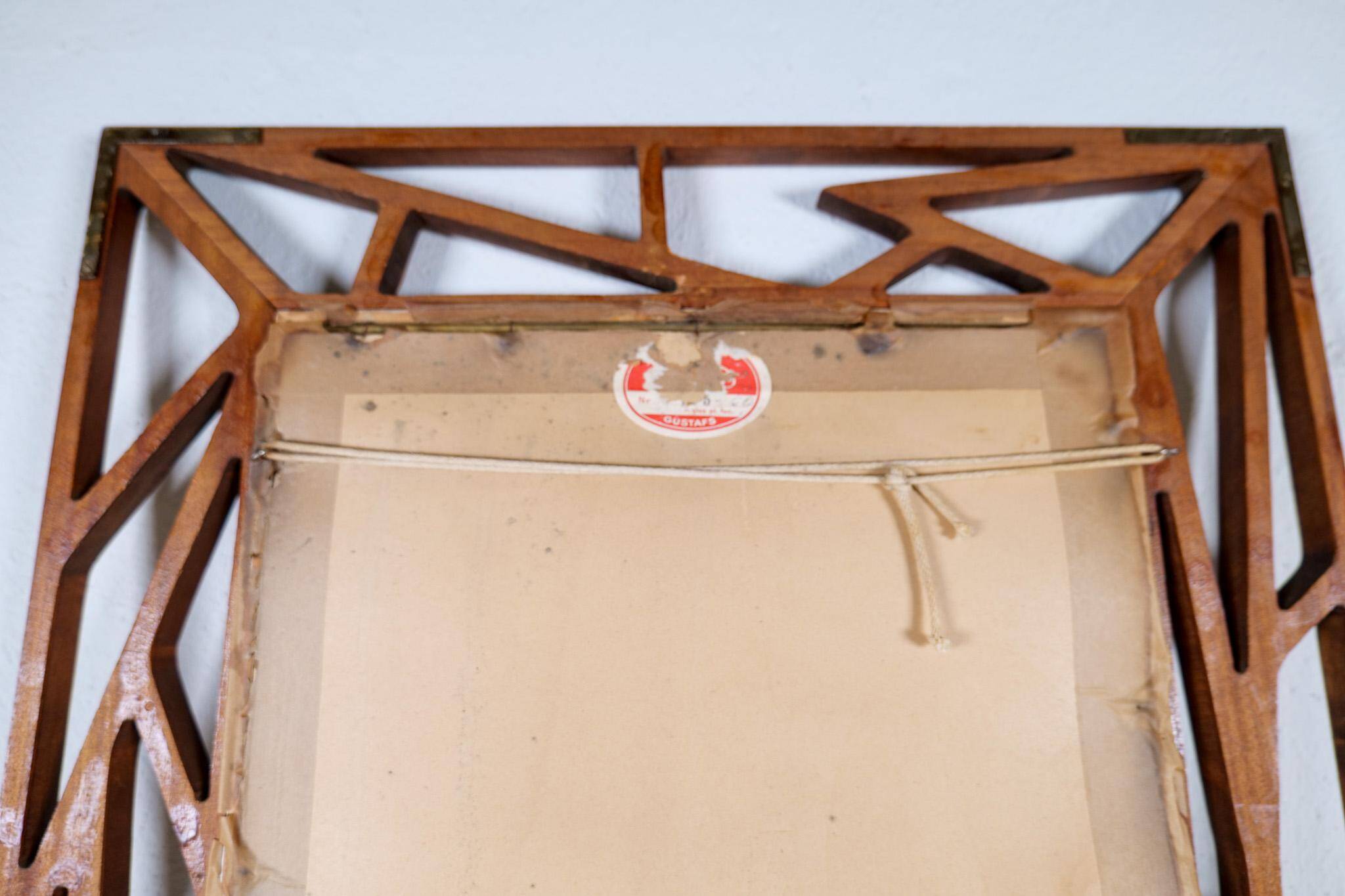 Midcentury Modern mirror Yngve Ekström "Konkret" by Eden Spegel in Sweden