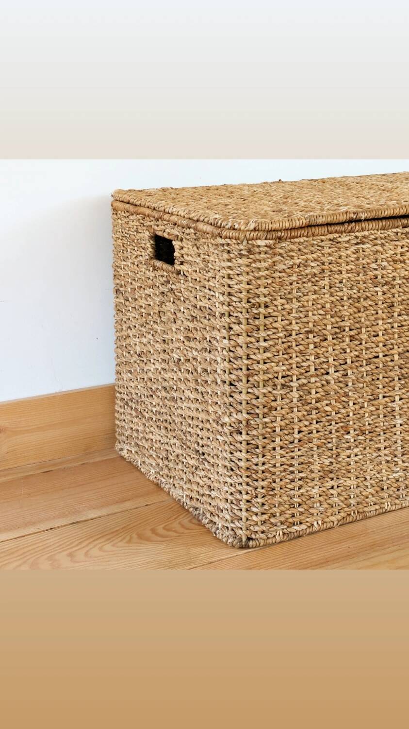 Vintage woven wicker trunk