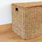 Vintage woven wicker trunk