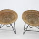 1960s pair of rattan woven basket chair with hairpin legs