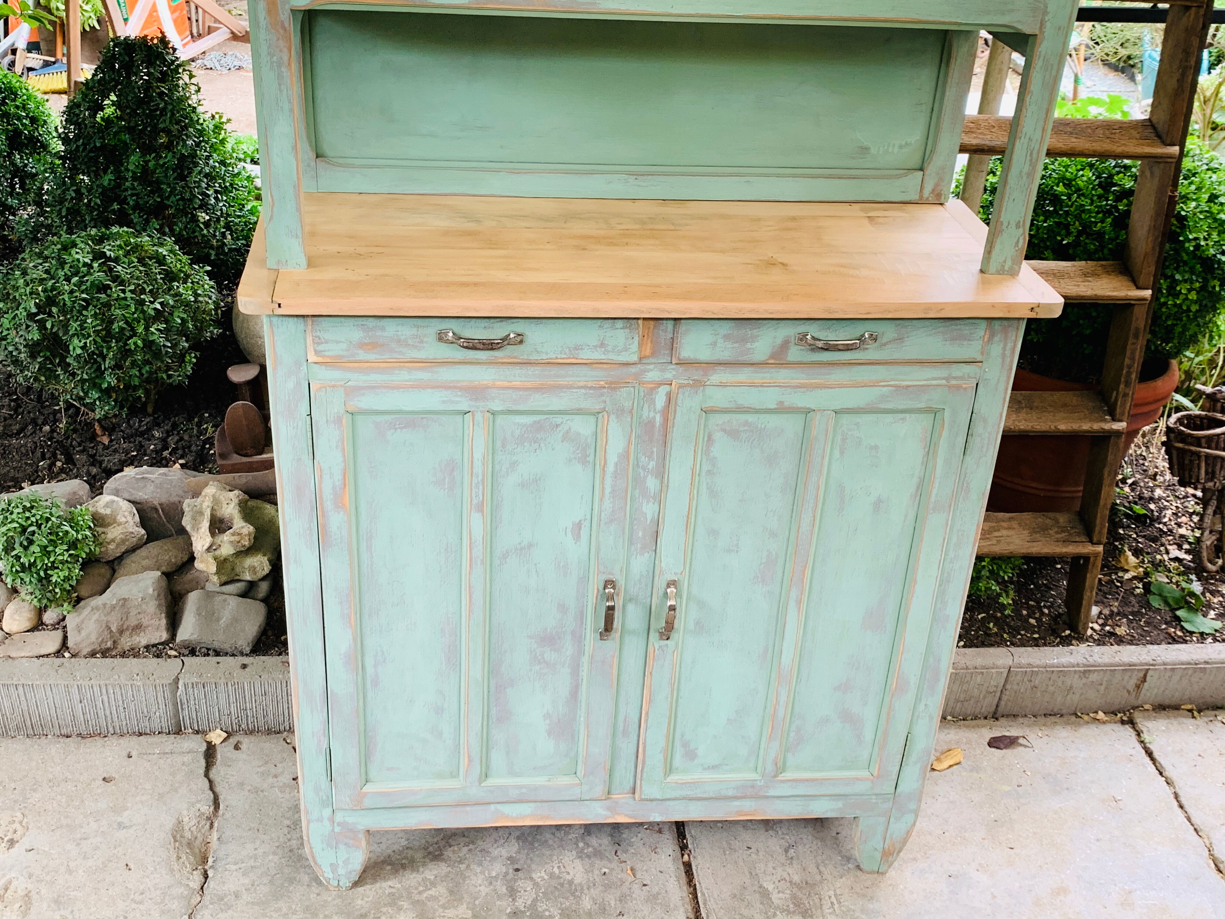 Parisian buffet patine celadon green and bluish grey