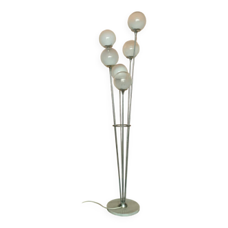 Lampadaire contemporain en Chrome et verre de Murano