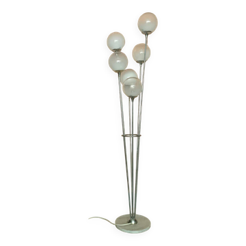 Lampadaire contemporain en Chrome et verre de Murano